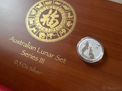 Sada čtyř stříbrných mincí 1/2oz Perth Mint Lunarní kalendář Série III v etui s kartou mincí 