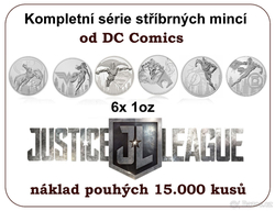Sada šesti mincí Justice League od DC Comics 6x 1oz 