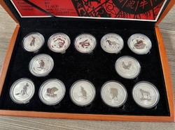 Kompletní sada stříbrných mincí 1oz Perth Mint Lunarní kalendář Série I v etui s kartou mincí