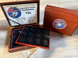 6x 1oz investiční stříbrná mince Kookaburra 2020 - 2025 v etui pro 36 mincí