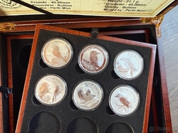 6x 1oz investiční stříbrná mince Kookaburra 2020 - 2025 v etui pro 36 mincí