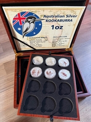 6x 1oz investiční stříbrná mince Kookaburra 2020 - 2025 v etui pro 36 mincí