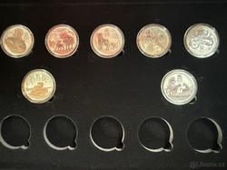 Sada sedmi stříbrných mincí 1/2oz Perth Mint Lunarní kalendář Série III v etui s kartou mincí 