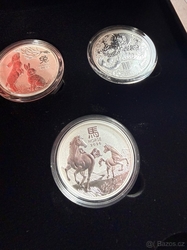 Sada sedmi stříbrných mincí 1/2oz Perth Mint Lunarní kalendář Série III v etui s kartou mincí 