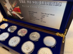 Sada stříbrných minci Hudební legendy od Royal Mint - Music Legends 1oz v etui