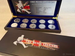Sada stříbrných minci Hudební legendy od Royal Mint - Music Legends 1oz v etui