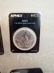 2x stříbrná mince 1 oz Český lev 2022+ 2023 BU Apmex (MD® Premier + PCGS FS)
