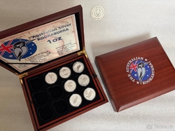 7x 1oz investiční stříbrná mince Kookaburra 2020 - 2026 v etui pro 36 mincí