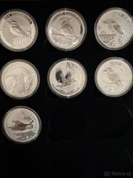 7x 1oz investiční stříbrná mince Kookaburra 2020 - 2026 v etui pro 36 mincí