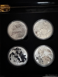 Sada stříbrných minci MARVEL 9x 1oz v etui