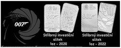 2x 1oz stříbrný investiční slitek James Bond 2020 + 2022 Royal Mint