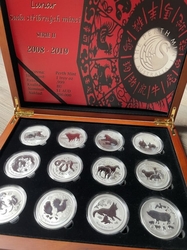 Kompletní sada stříbrných mincí 1oz Perth Mint Lunarní kalendář Série II v etui s kartou mincí