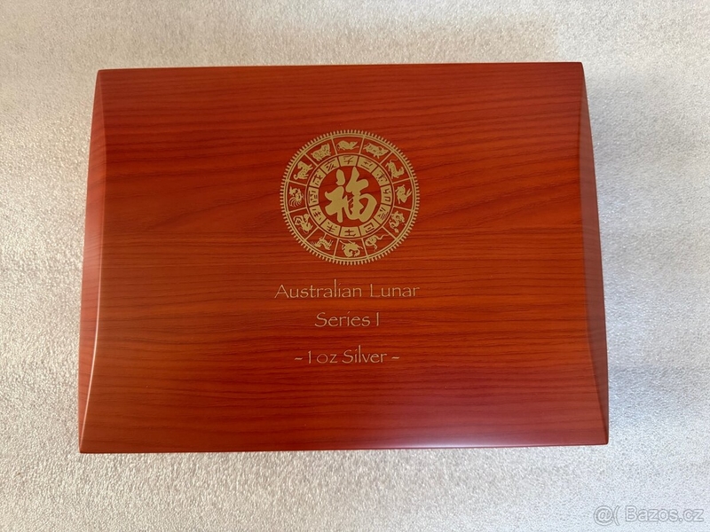 Kompletní sada  pozlacených GILDED stříbrných mincí 1oz Perth Mint Lunarní kalendář Série I v etui s kartou mincí