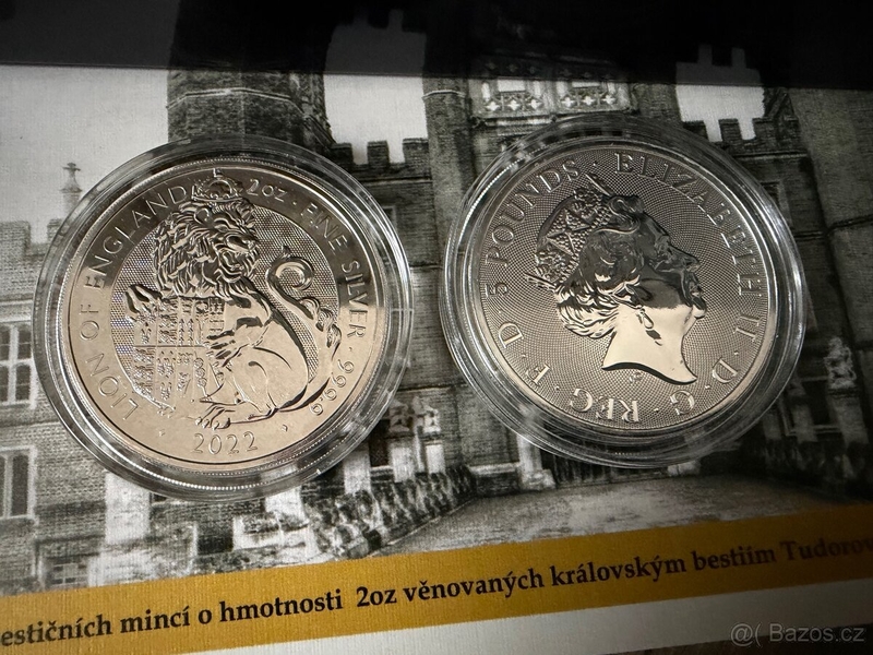 Stříbrná mince 2 Oz The Tudor Beasts Lion of England 2022